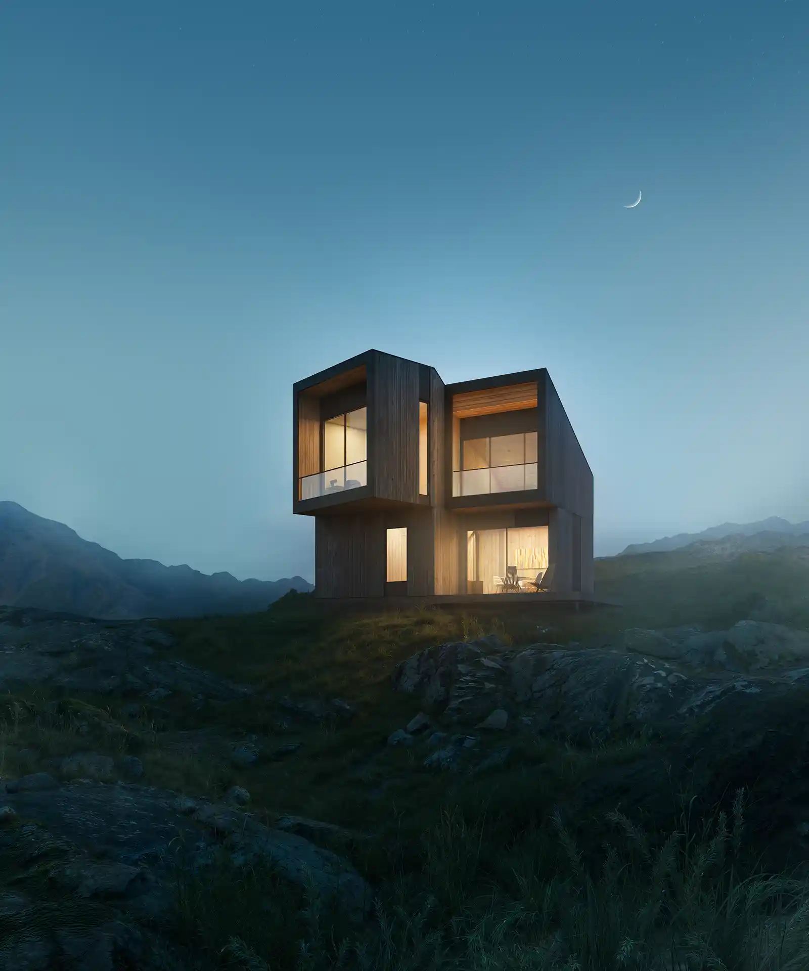 Architectural wireframe sketch